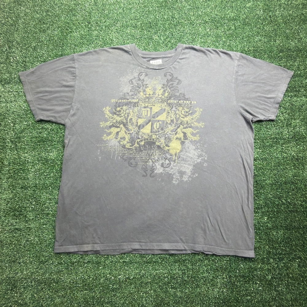 VTG Y2K Diamond Crown Cigars Graphic T-Shirt Mens Gray Distressed Crest Logo T
